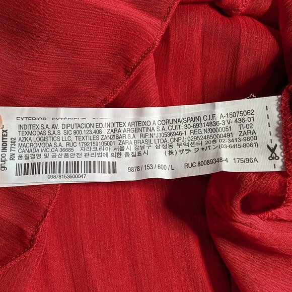 ZARA Basic NWT PLEATED BLOUSE Sz L lined mini ruffles 3/4 SLVES FORMAL ROMANCE - Picture 15 of 15